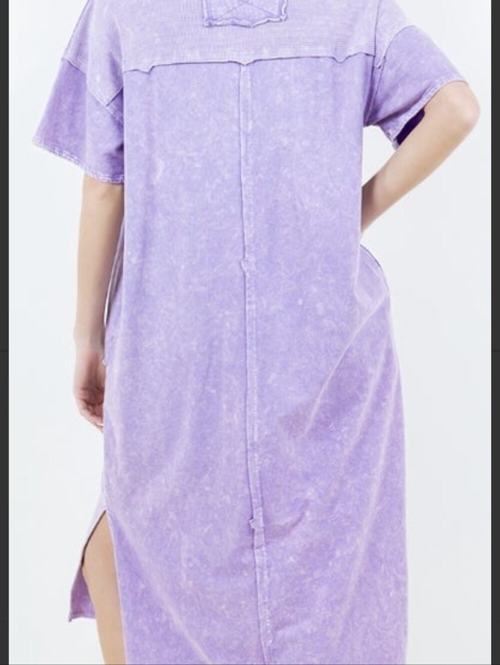 Lavender High-Low Washed Midi Dress with Side Slits - Picture 2 of 3
